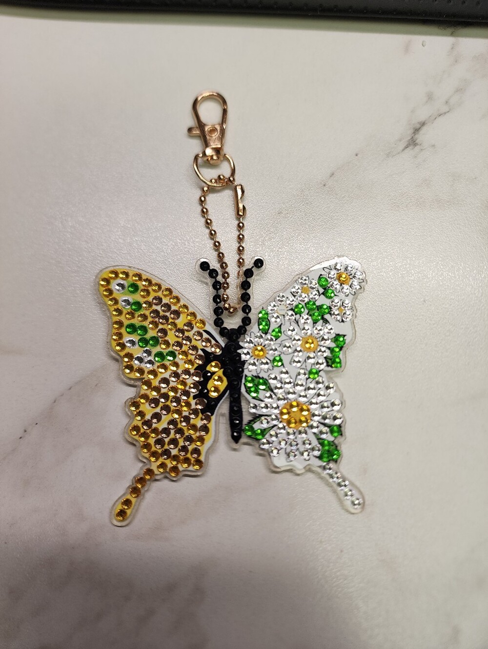 Rhinestone Butterfly Keychain Charm in Gold and Silver